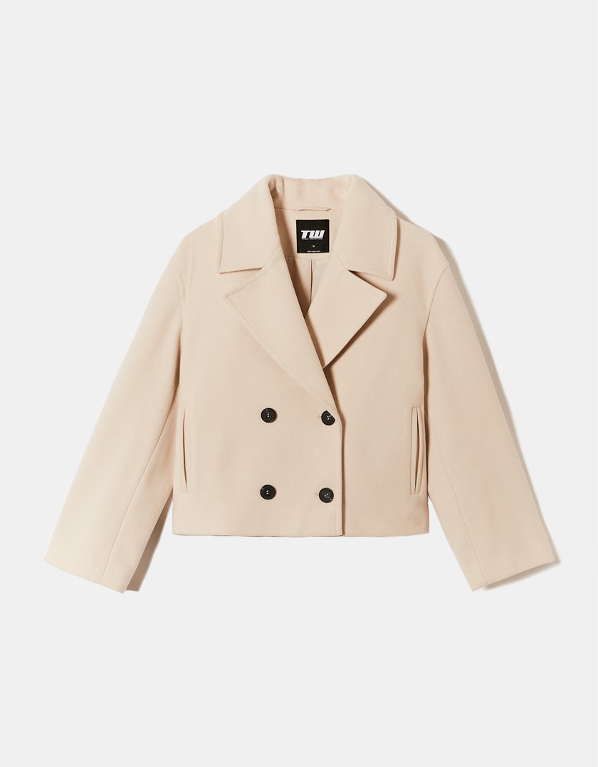 TALLY WEiJL, Manteau Court Beige Toucher Laine for Women