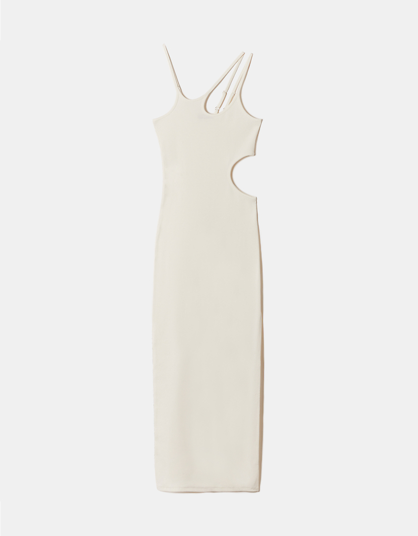 TALLY WEiJL, Vestito Midi Bianco con Cut Out for Women