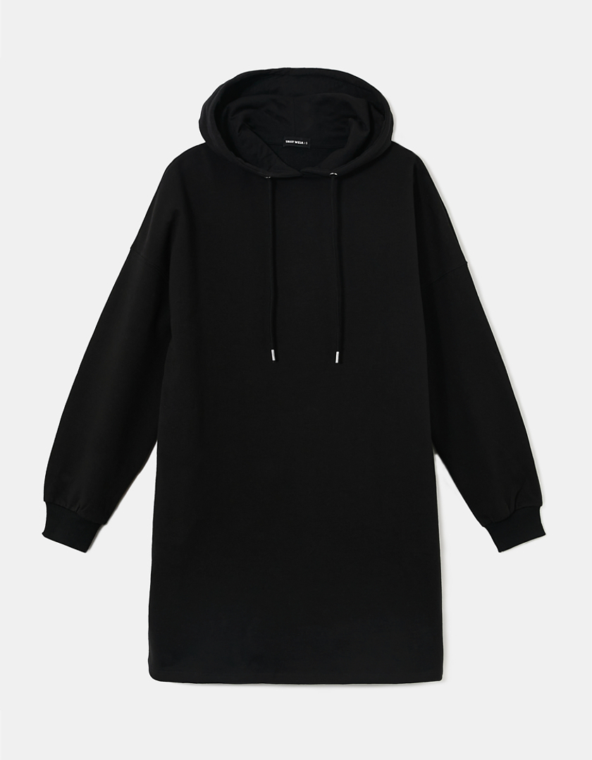 TALLY WEiJL, Black Hooded Sweat Dress for Women