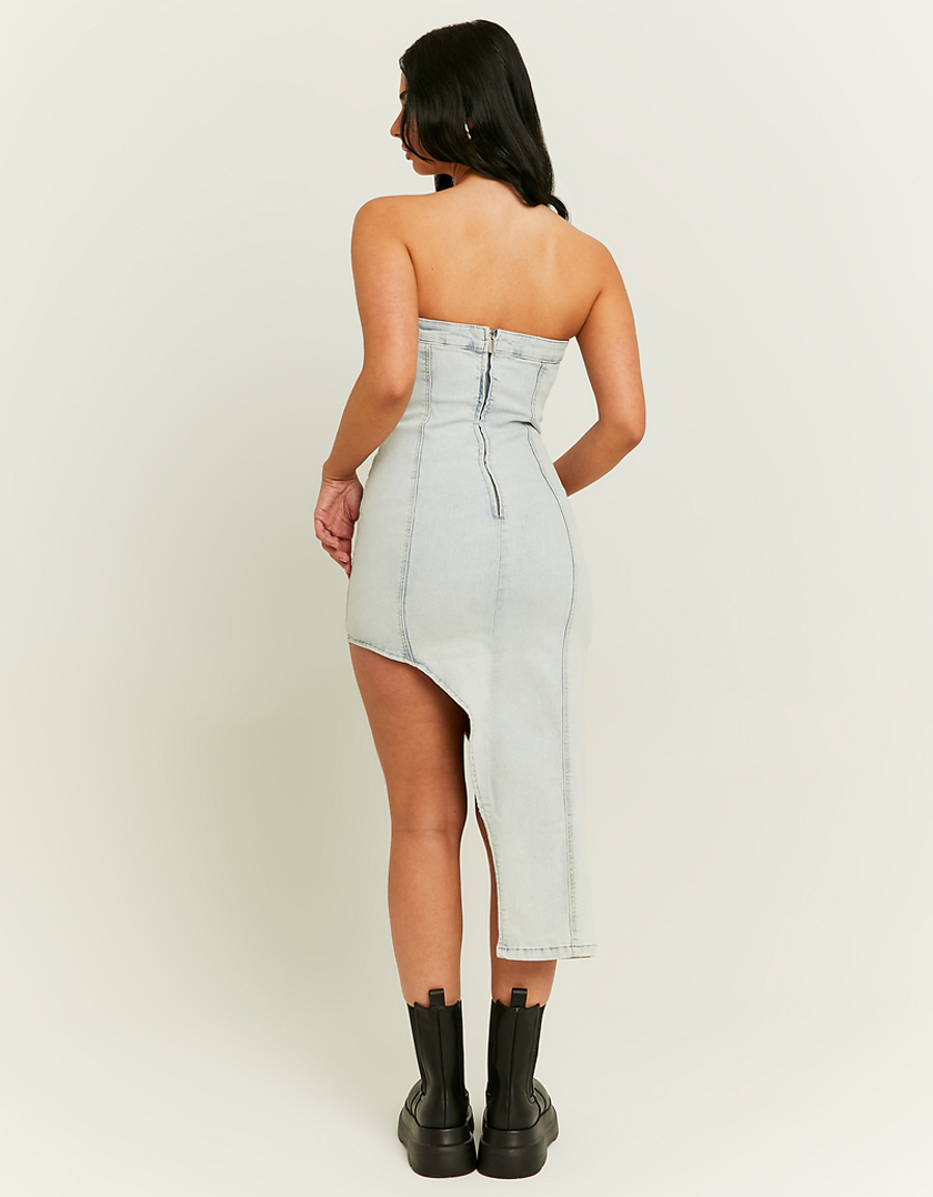 TALLY WEiJL, Bleached Denim Dress with Side Slit for Women