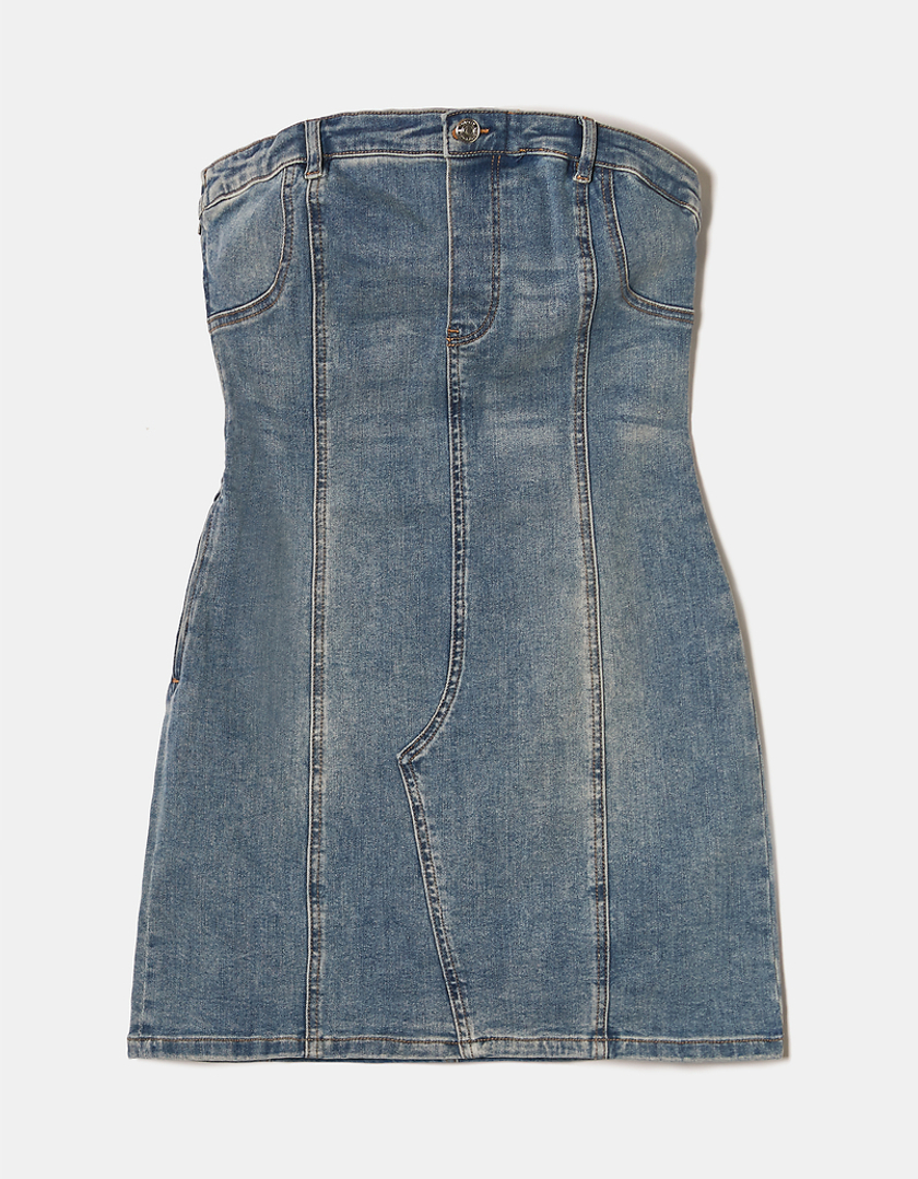 TALLY WEiJL, Denim Bustier Bodycon  Dress for Women