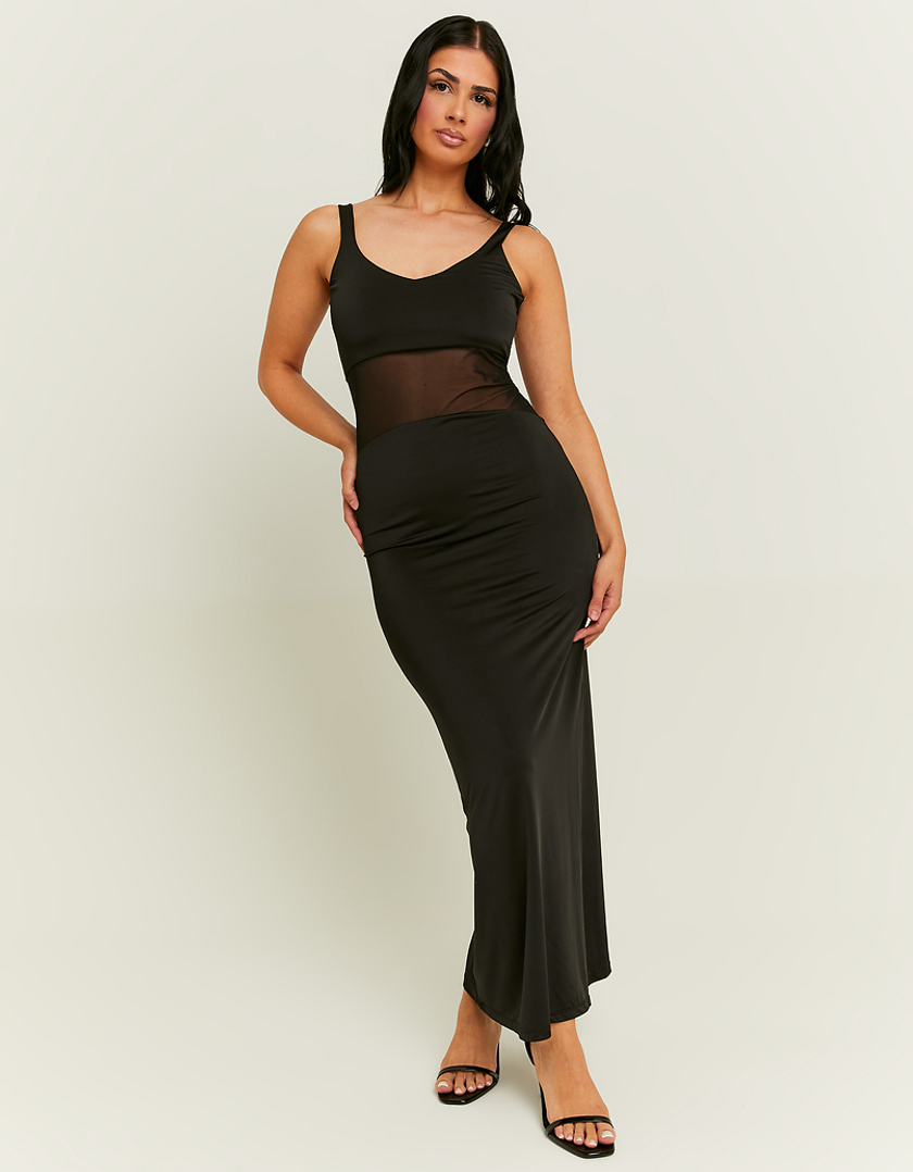 TALLY WEiJL, Vestito Maxi in Mesh Nero for Women