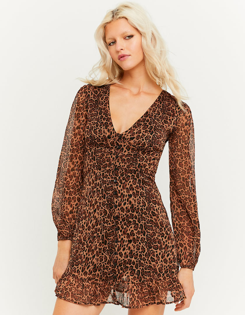 TALLY WEiJL, Braunes Mini Kleid mit Animal-Muster for Women