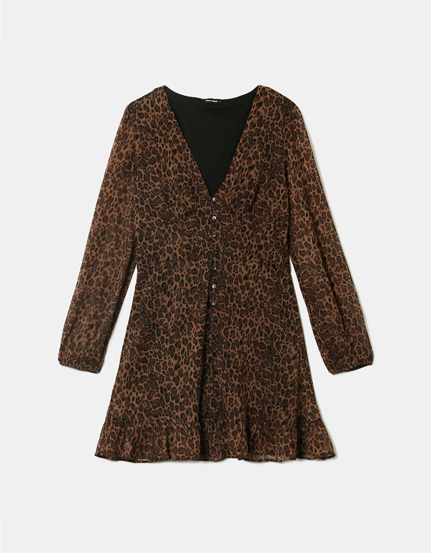 TALLY WEiJL, Braunes Mini Kleid mit Animal-Muster for Women