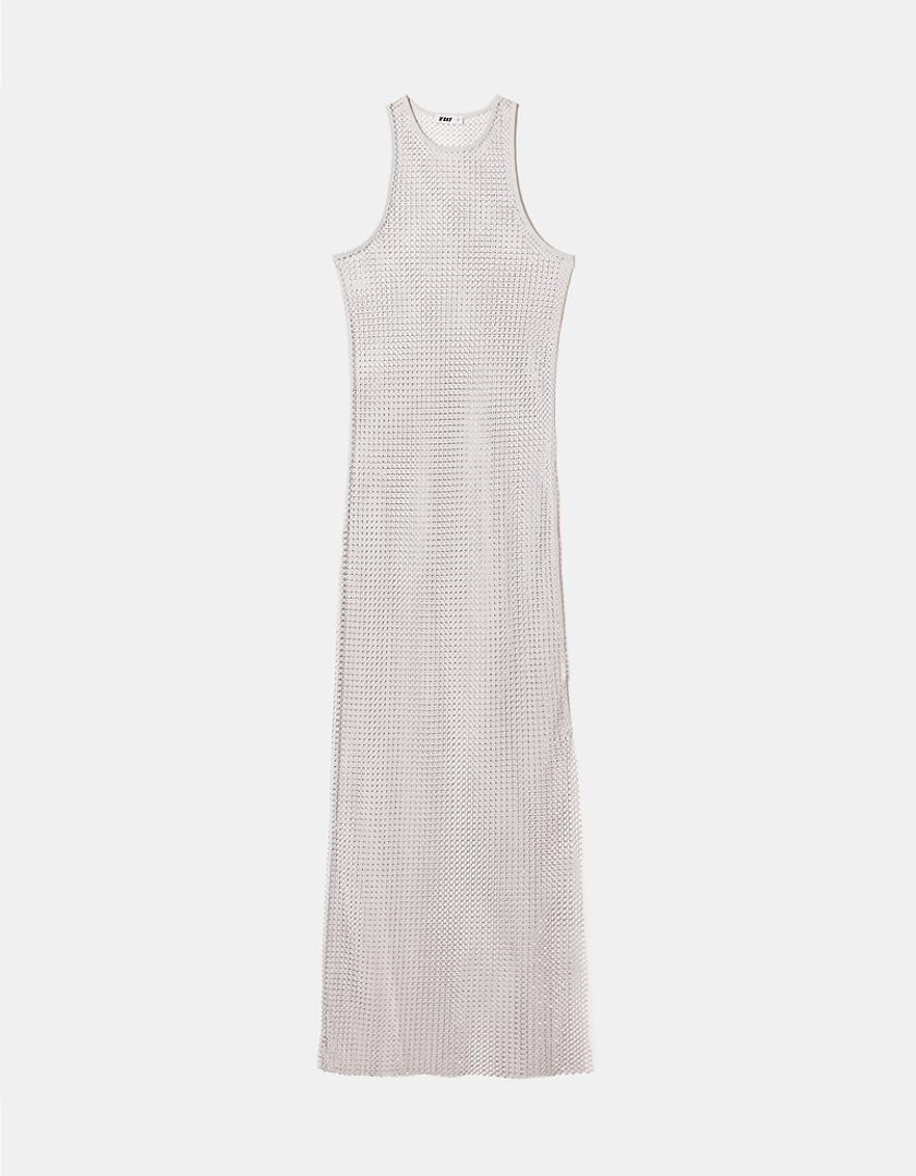 TALLY WEiJL, Robe longue en filet gris avec strass for Women