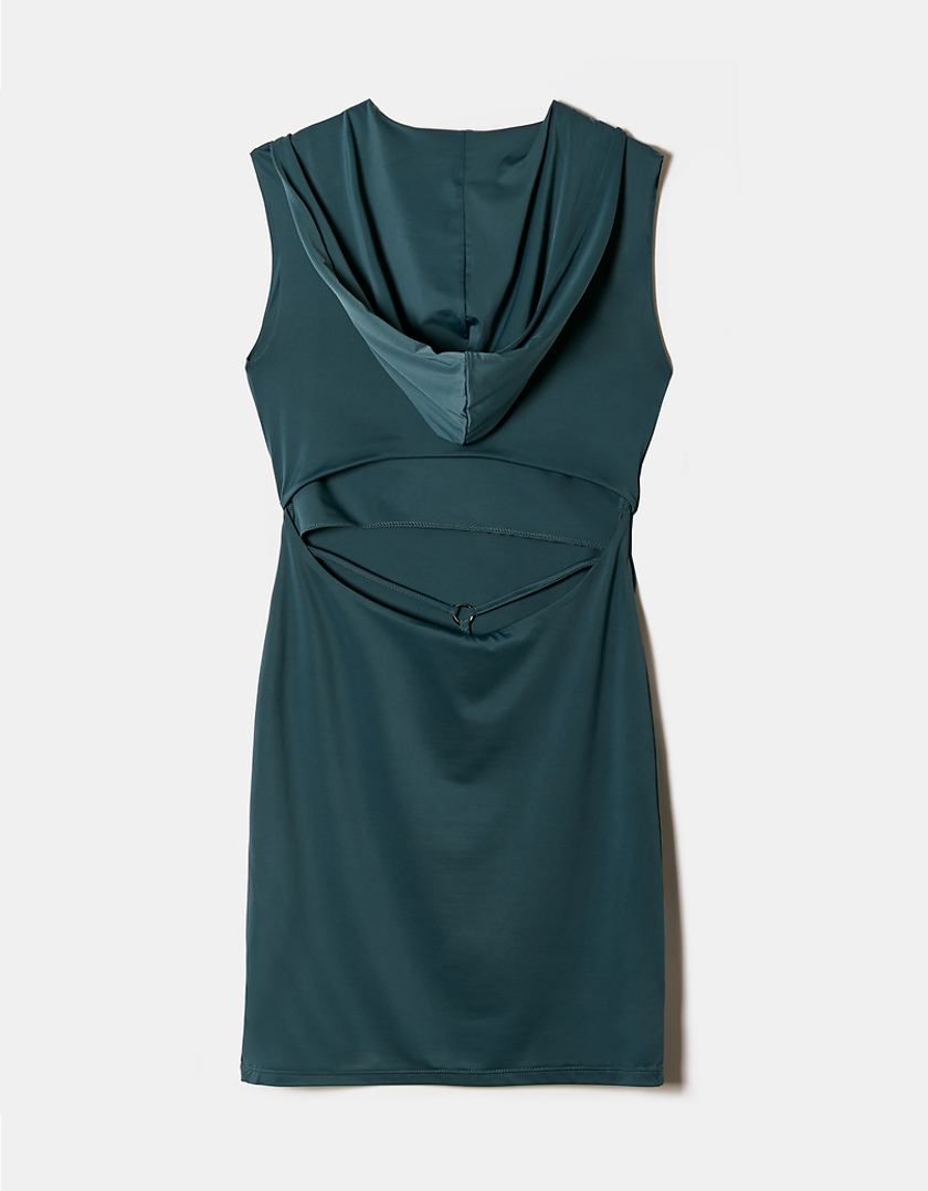 TALLY WEiJL, Blue Maxi Dress with Hood and Cut Outs for Women