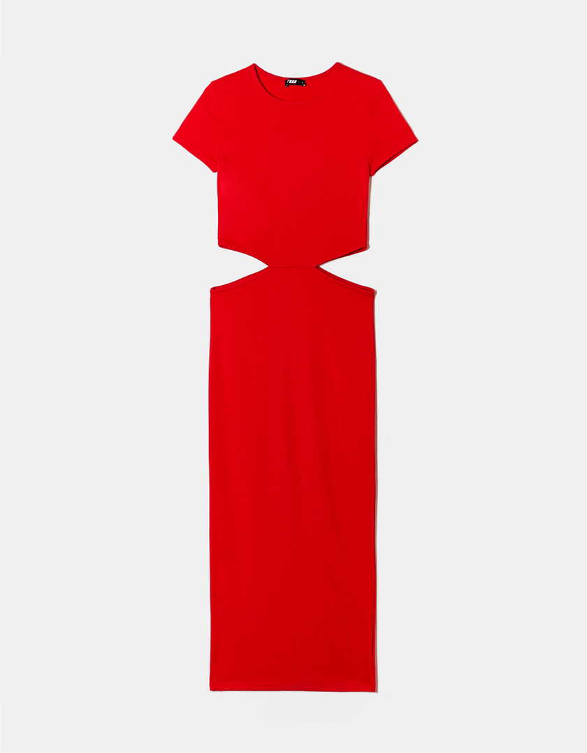 TALLY WEiJL, Red Dress with Waist Cut Outs for Women