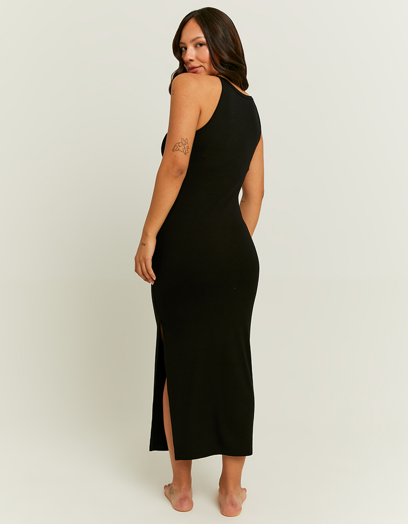 TALLY WEiJL, Black Basic Midi Dress with Side Slit for Women