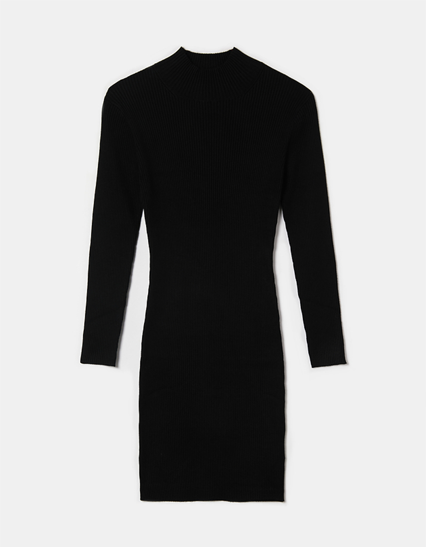 TALLY WEiJL, Black Mini Knit Long Sleeves Dress for Women