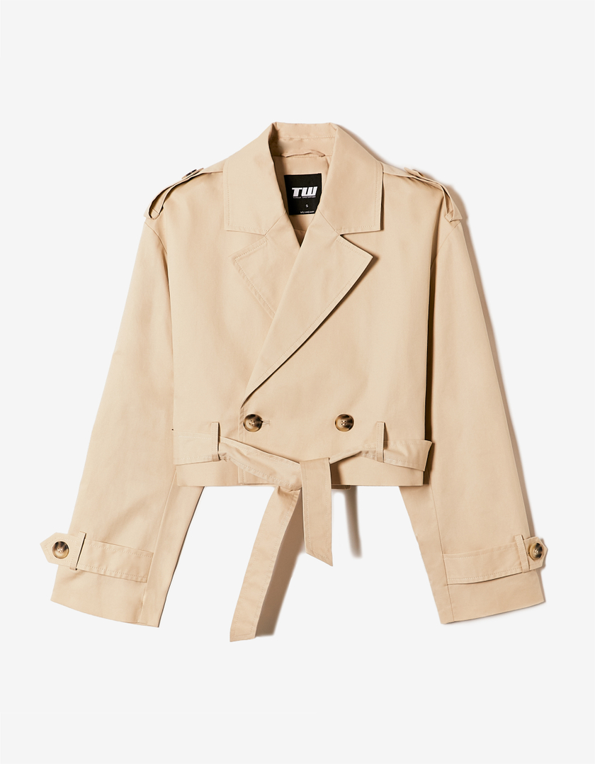 TALLY WEiJL, Beige Cropped Trench for Women