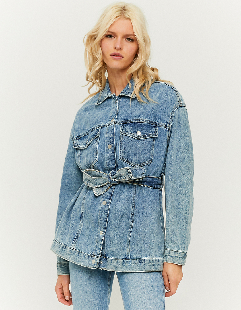 TALLY WEiJL, Blue Denim Jacket with Belt for Women