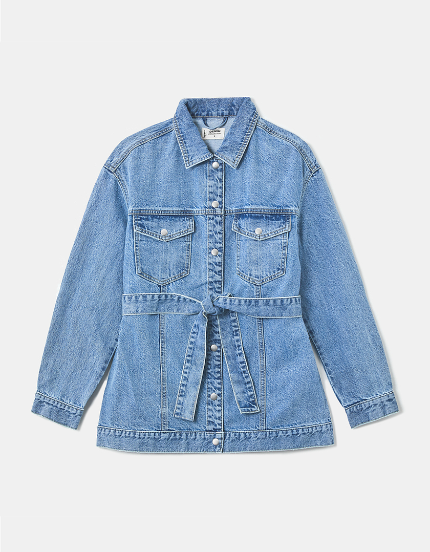 TALLY WEiJL, Blue Denim Jacket with Belt for Women