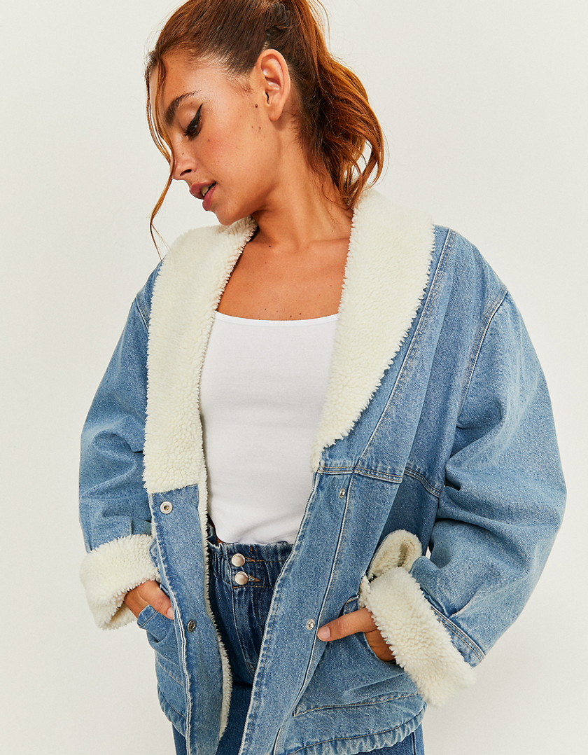 TALLY WEiJL, Denim Jacke mit kunstliches Sherpa-Futter for Women