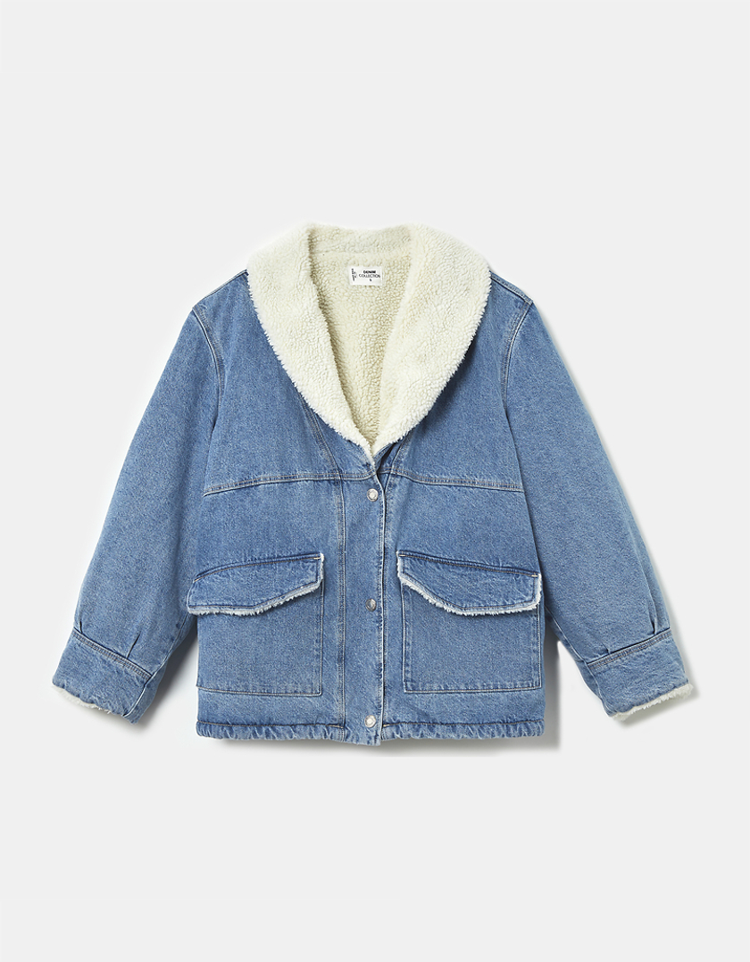 TALLY WEiJL, Denim Jacke mit kunstliches Sherpa-Futter for Women