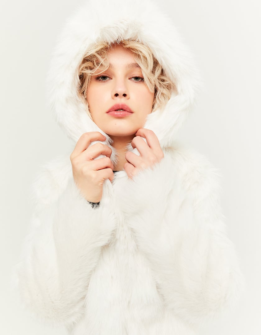 TALLY WEiJL, White Faux Fur Jacket for Women