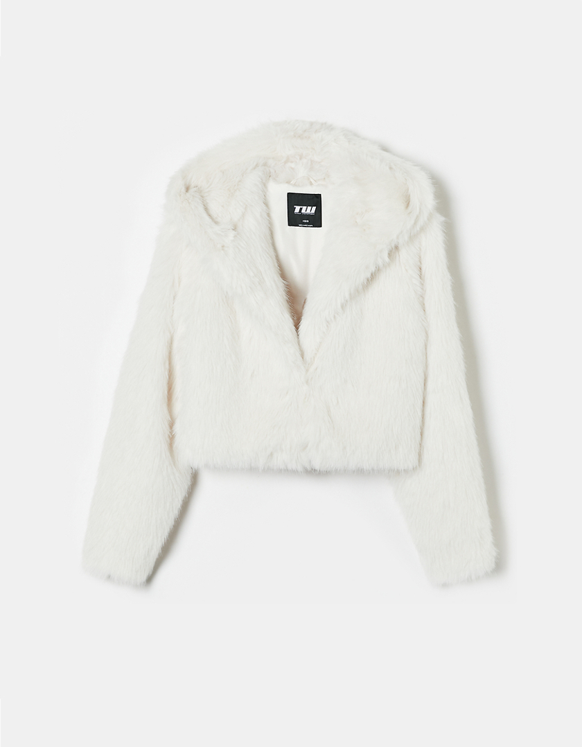 TALLY WEiJL, White Faux Fur Jacket for Women