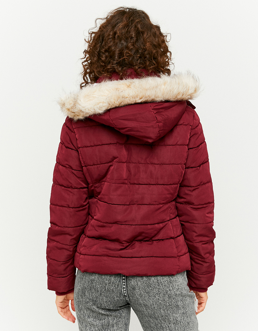 TALLY WEiJL, Red Padded Faux Fur Jacket for Women