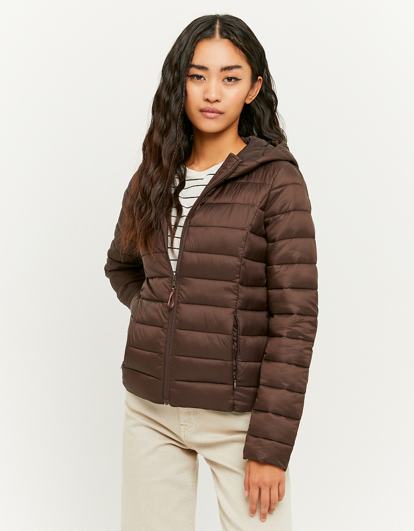 TALLY WEiJL, Brown Hooded Light Puffer Jacket for Women