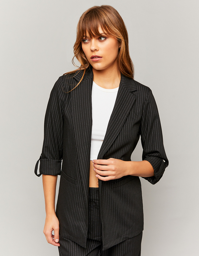 TALLY WEiJL, Blazer nero con strisce glitterate for Women