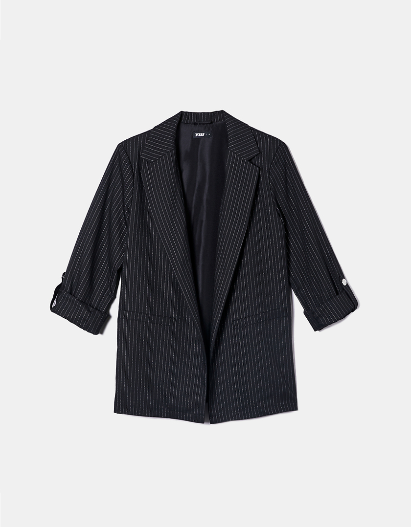 TALLY WEiJL, Blazer nero con strisce glitterate for Women