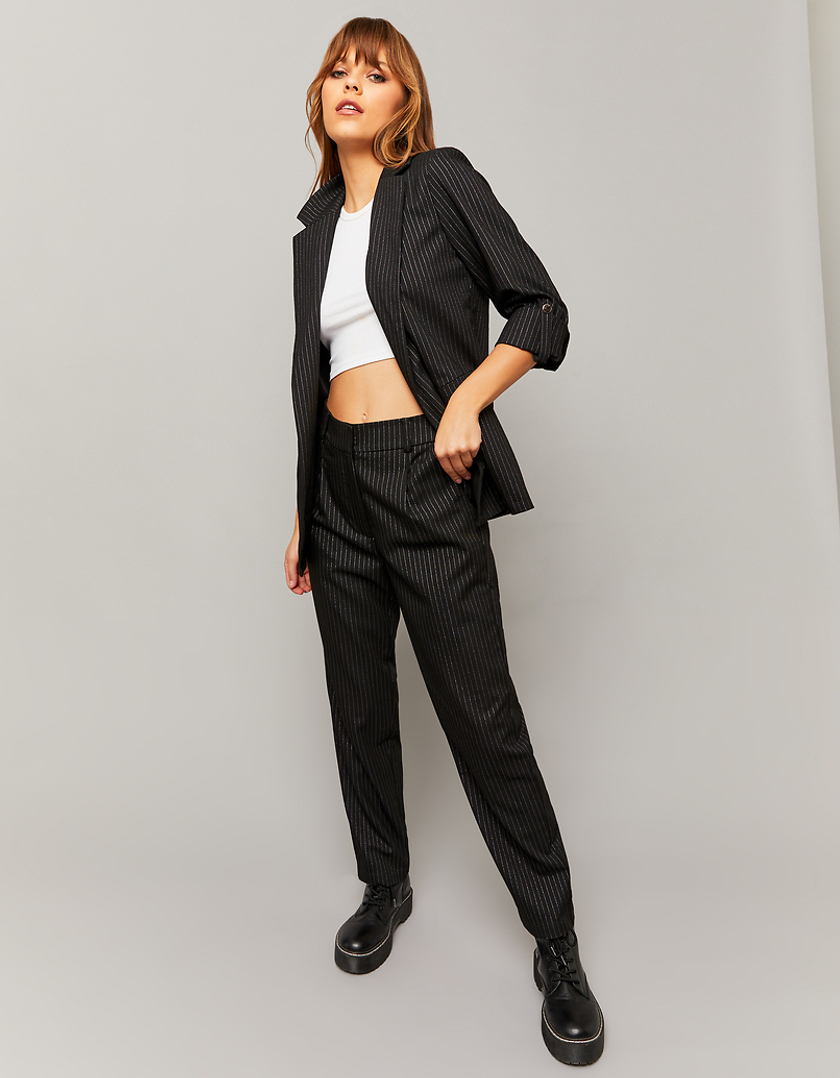 TALLY WEiJL, Blazer nero con strisce glitterate for Women