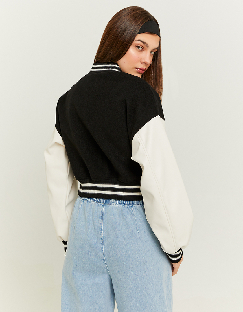 TALLY WEiJL, Black Cropped Varsity Jacket for Women