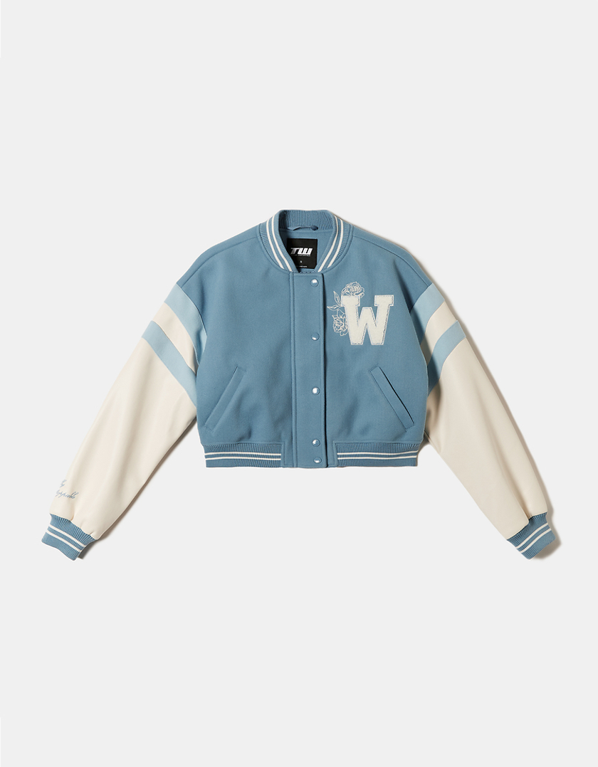 TALLY WEiJL, Blue Cropped Varsity Jacket for Women