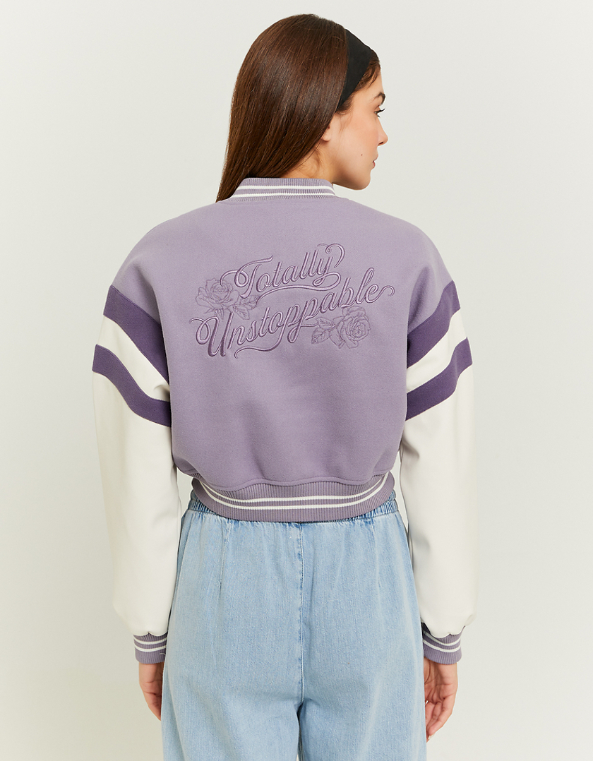 TALLY WEiJL, Purple Cropped Varsity Jacket for Women