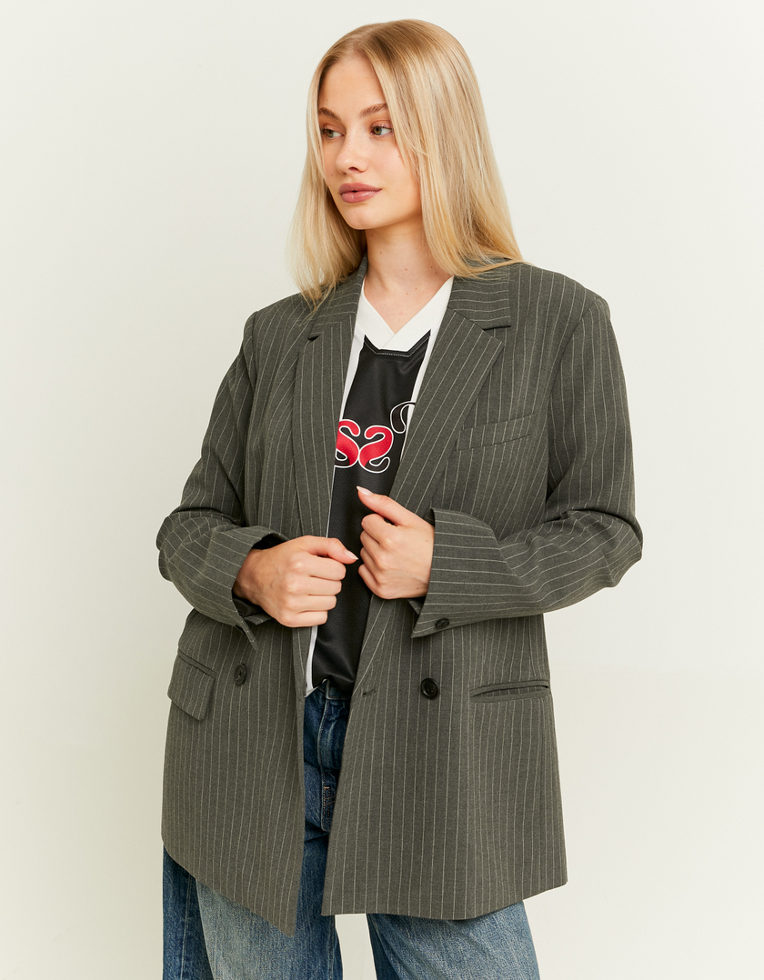 TALLY WEiJL, Black Pinstripe Double Breasted Blazer for Women