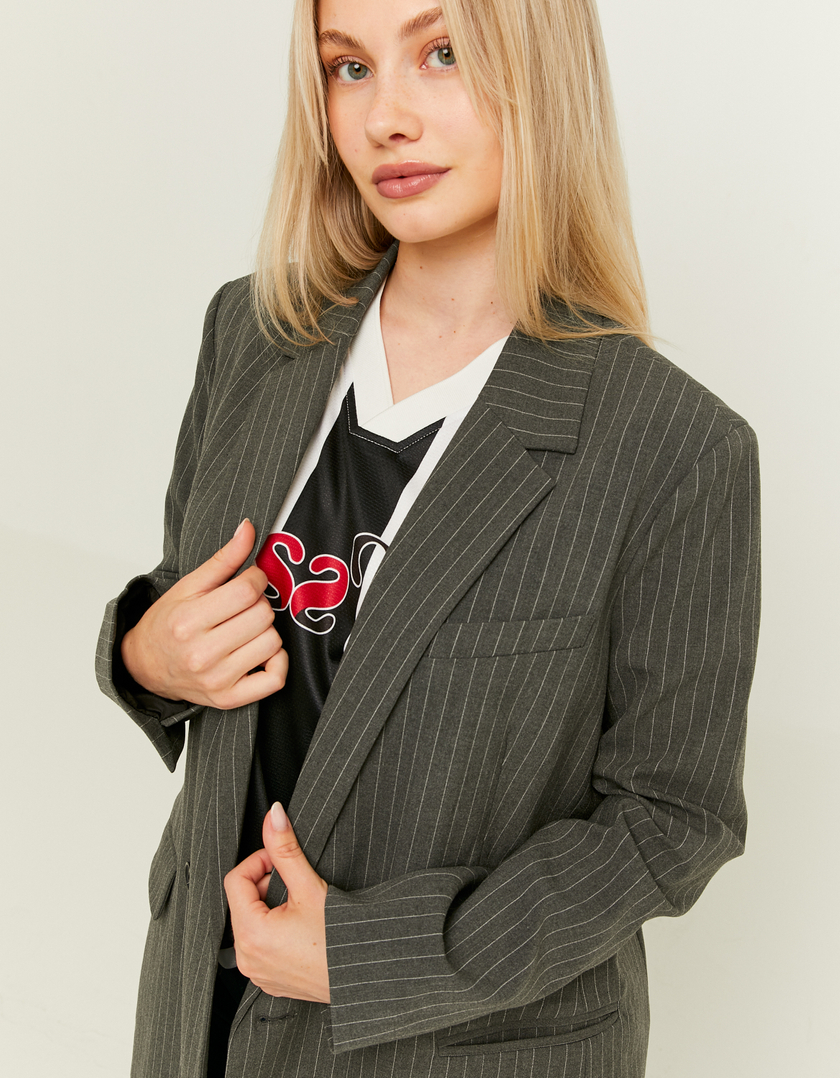 TALLY WEiJL, Black Pinstripe Double Breasted Blazer for Women