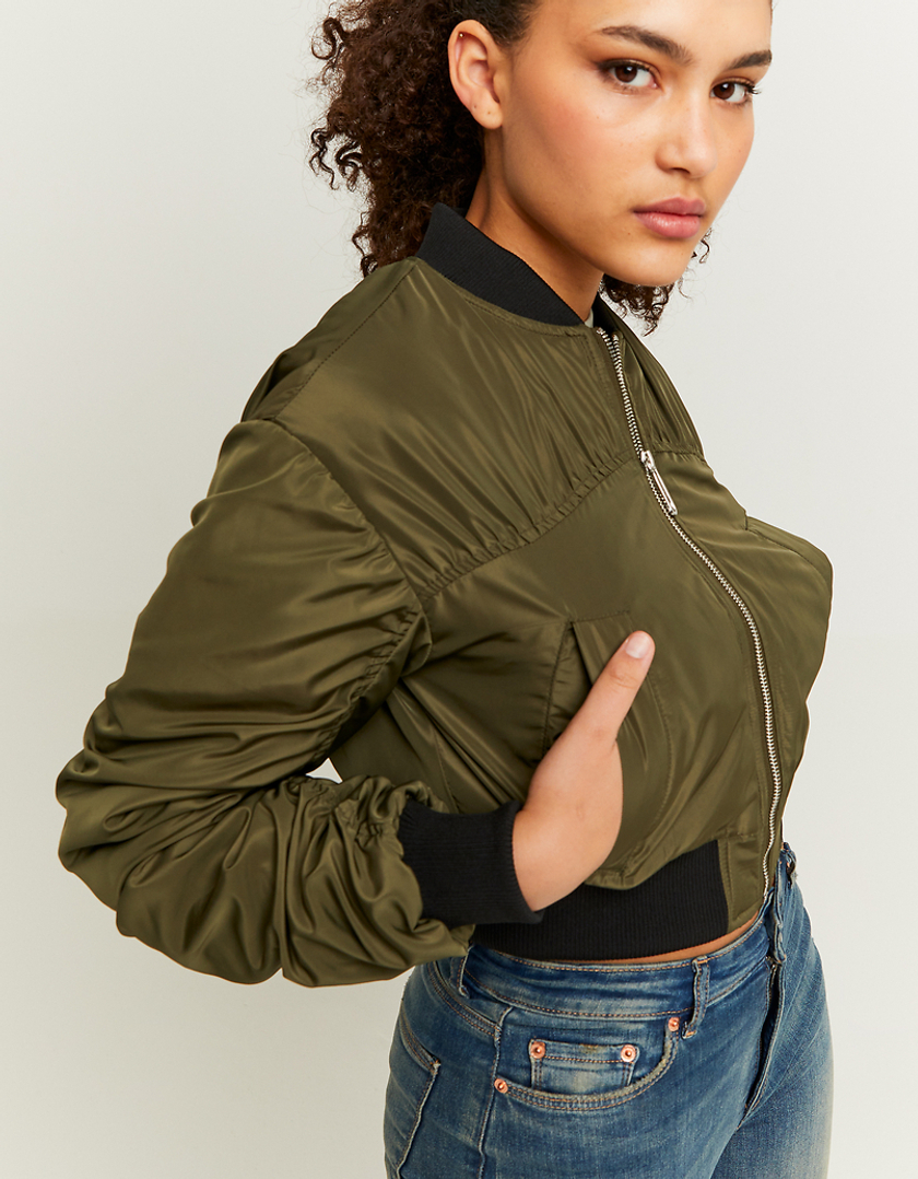 TALLY WEiJL, Green Cropped Bomber Jacket for Women