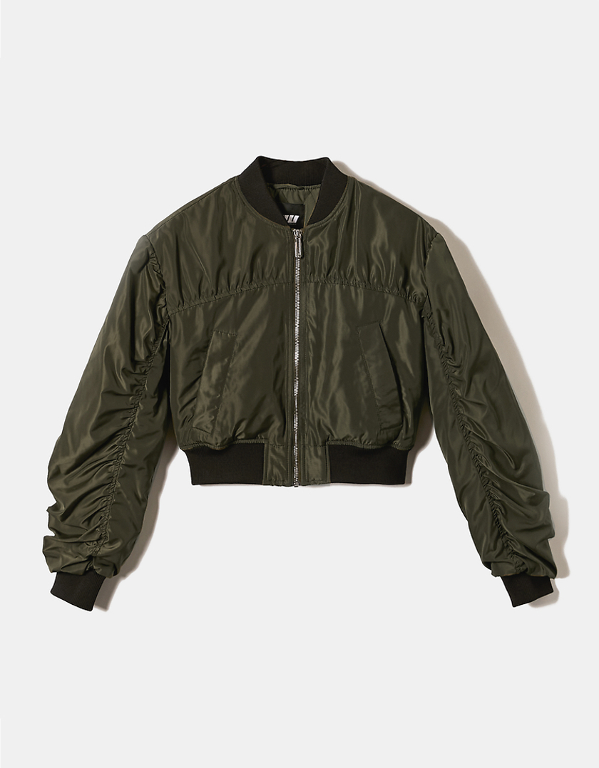 TALLY WEiJL, Green Cropped Bomber Jacket for Women