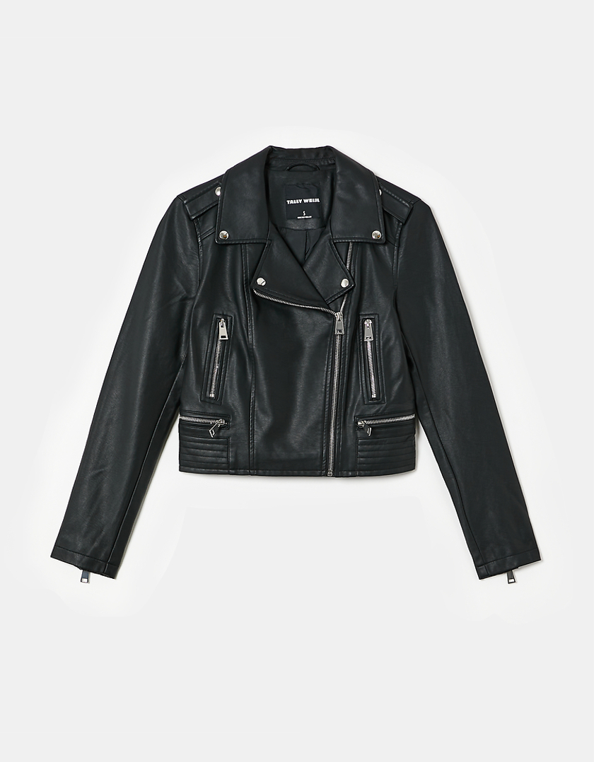 TALLY WEiJL, Veste Biker en Similicuir Noire for Women