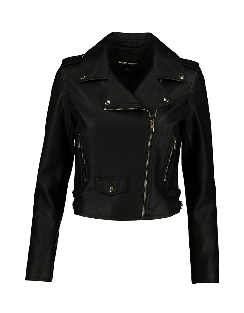 TALLY WEiJL, Black Faux Leather Biker Jacket for Women