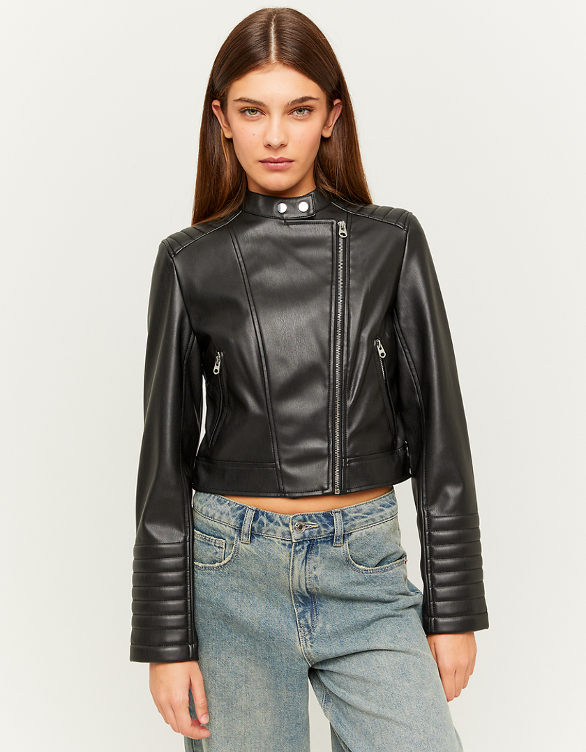 TALLY WEiJL, Black Faux Leather Biker Jacket for Women