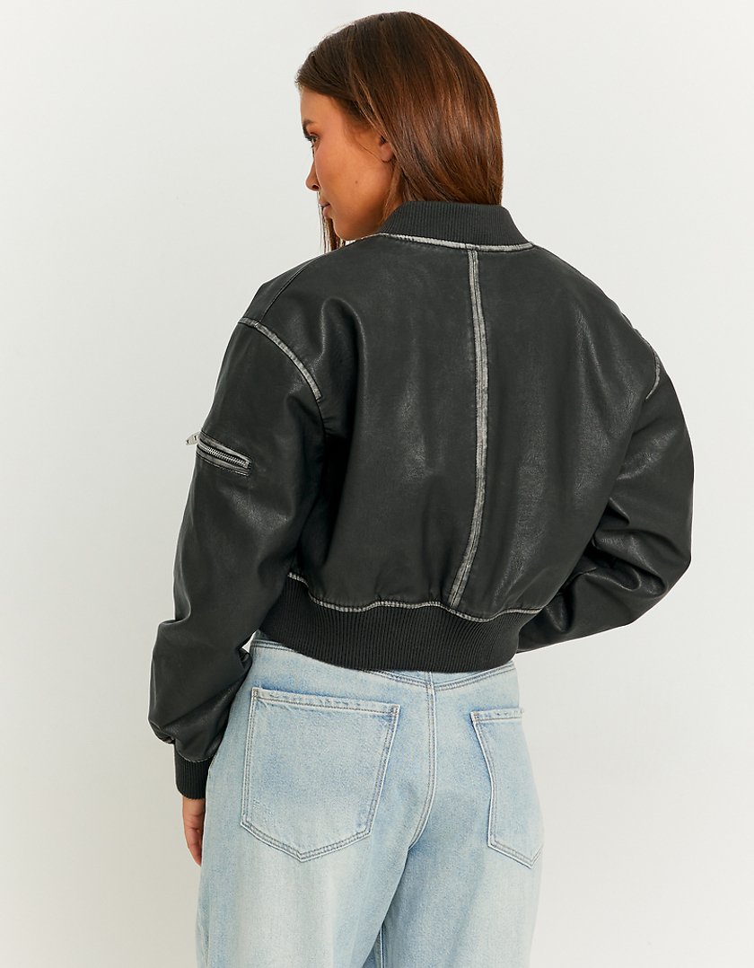 TALLY WEiJL, Veste bomber noire en simili cuir for Women