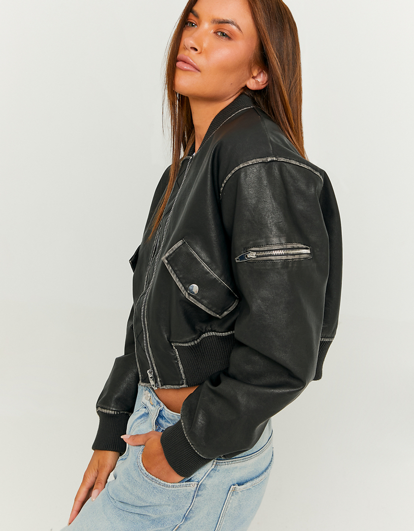 TALLY WEiJL, Veste bomber noire en simili cuir for Women