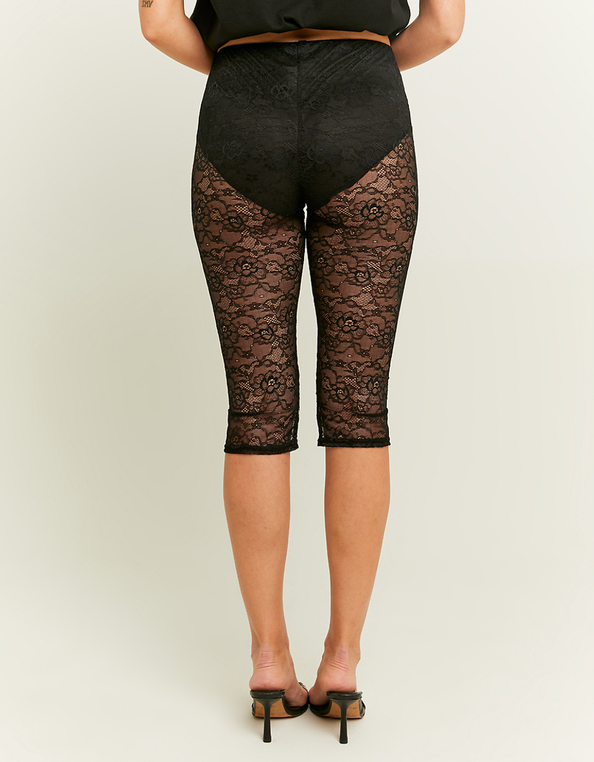 TALLY WEiJL, Black Lace Capri Leggings for Women