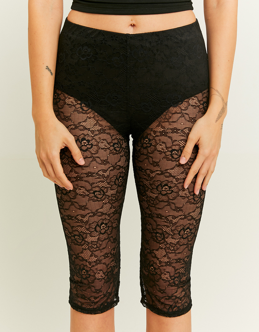 TALLY WEiJL, Black Lace Capri Leggings for Women