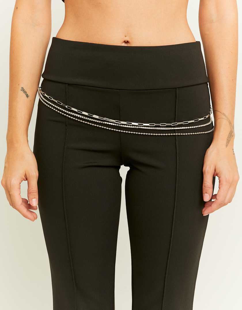 TALLY WEiJL, Black Leggings with Hip Chains for Women