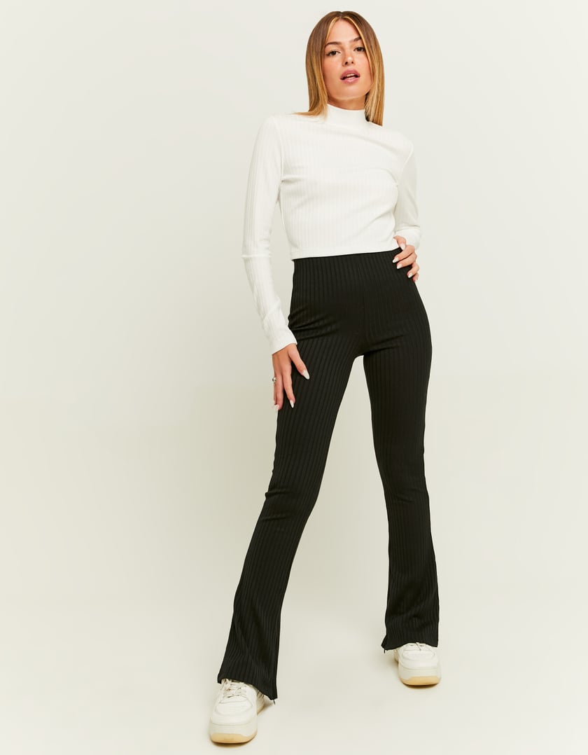 TALLY WEiJL, Pantalon évasé côtelé noir for Women