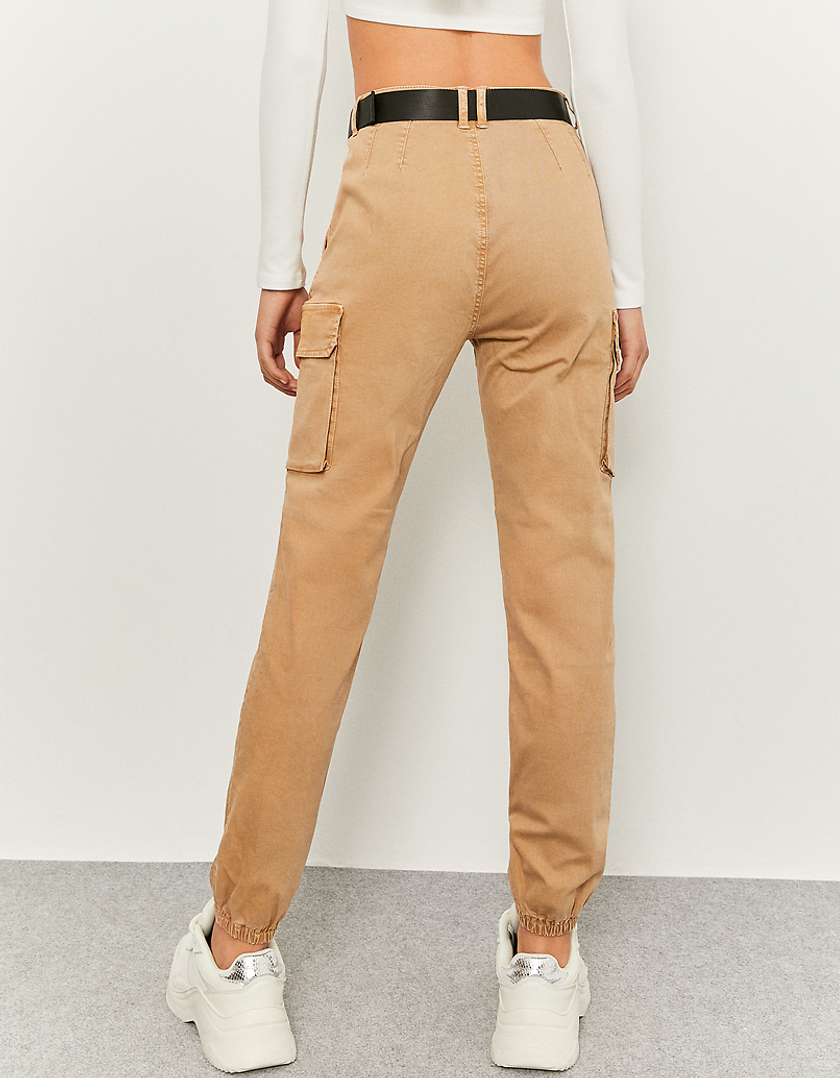 TALLY WEiJL, Beige High Waist Cargo Trousers for Women