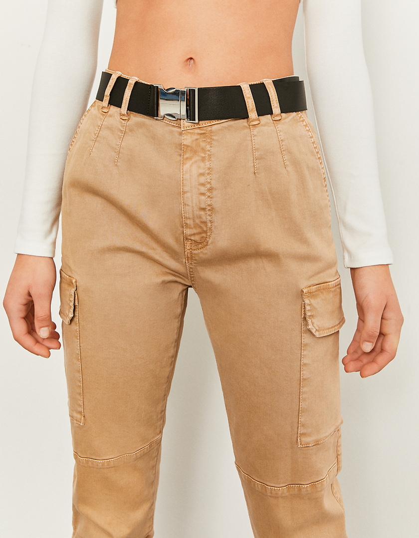 TALLY WEiJL, Beige High Waist Cargo Trousers for Women