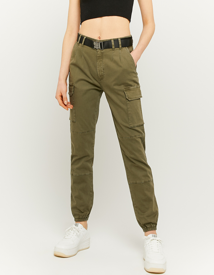 TALLY WEiJL, Pantalon Vert Taille Haute Cargo for Women