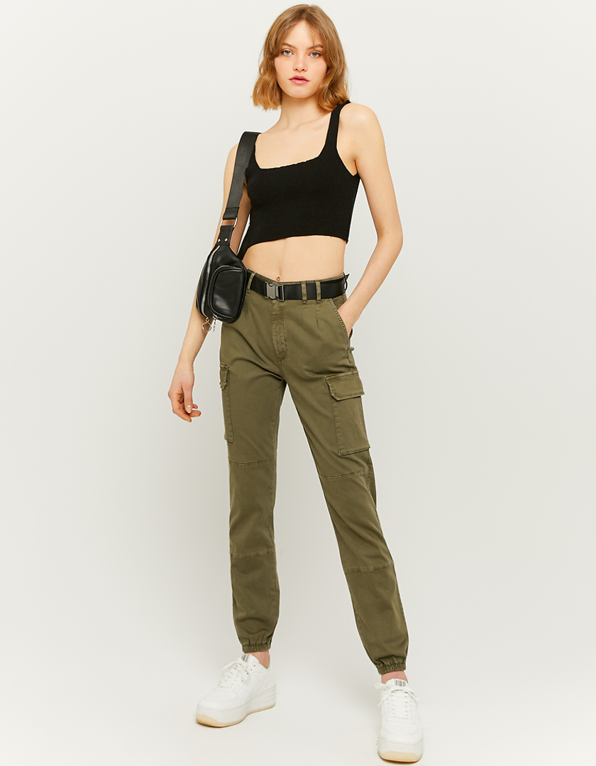 TALLY WEiJL, Pantalon Vert Taille Haute Cargo for Women