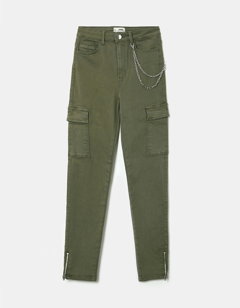 TALLY WEiJL, Green High Waist Cargo Trousers for Women