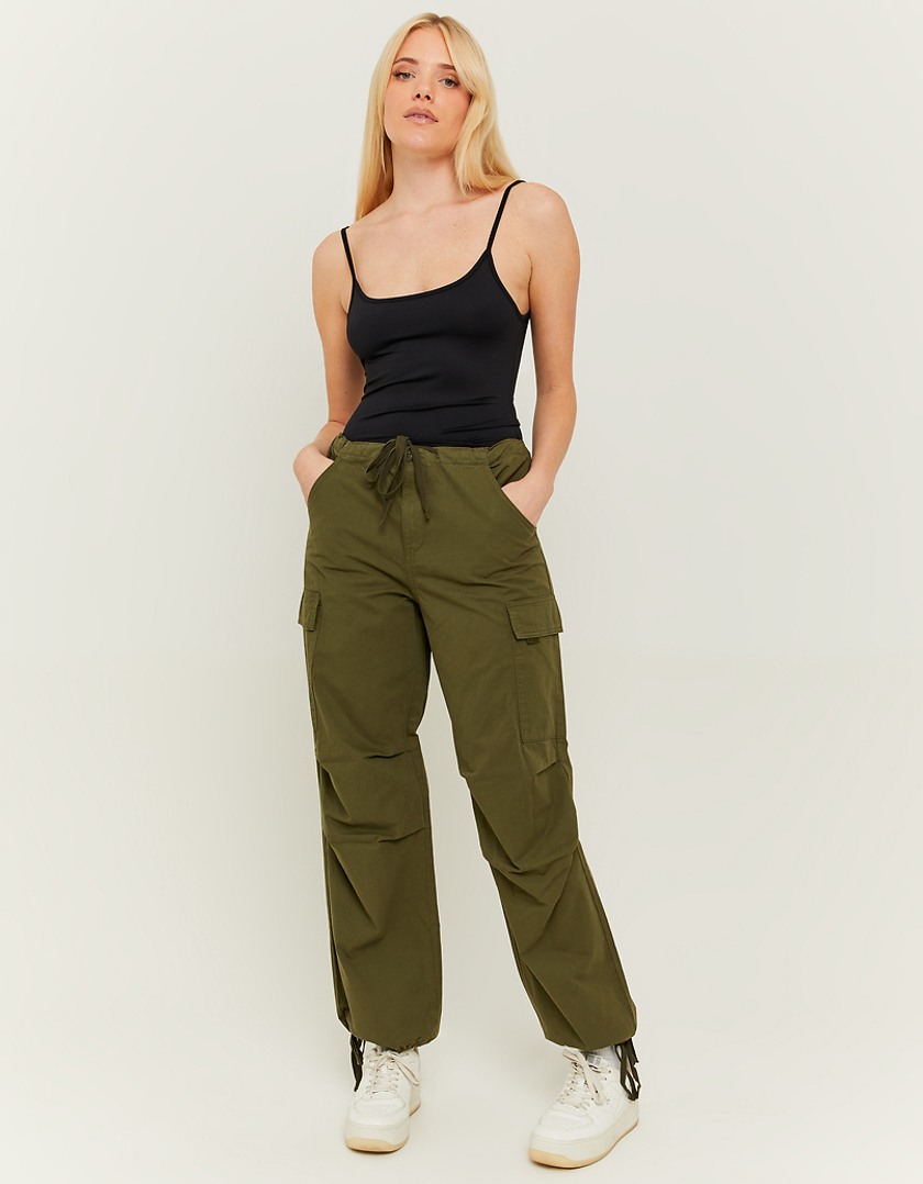 TALLY WEiJL, Green Mid Waist Parachute Trousers for Women