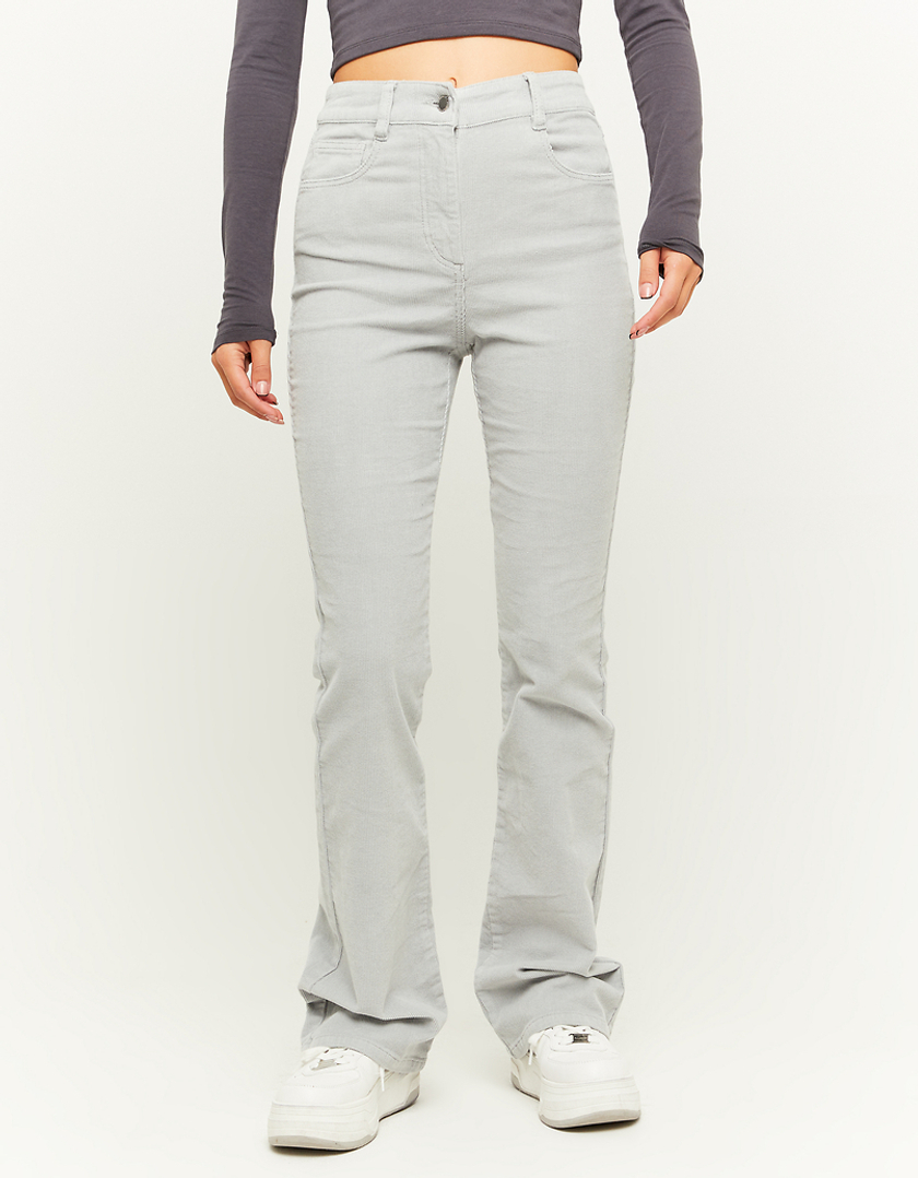 TALLY WEiJL, Grey Corduroy Flare Trousers for Women