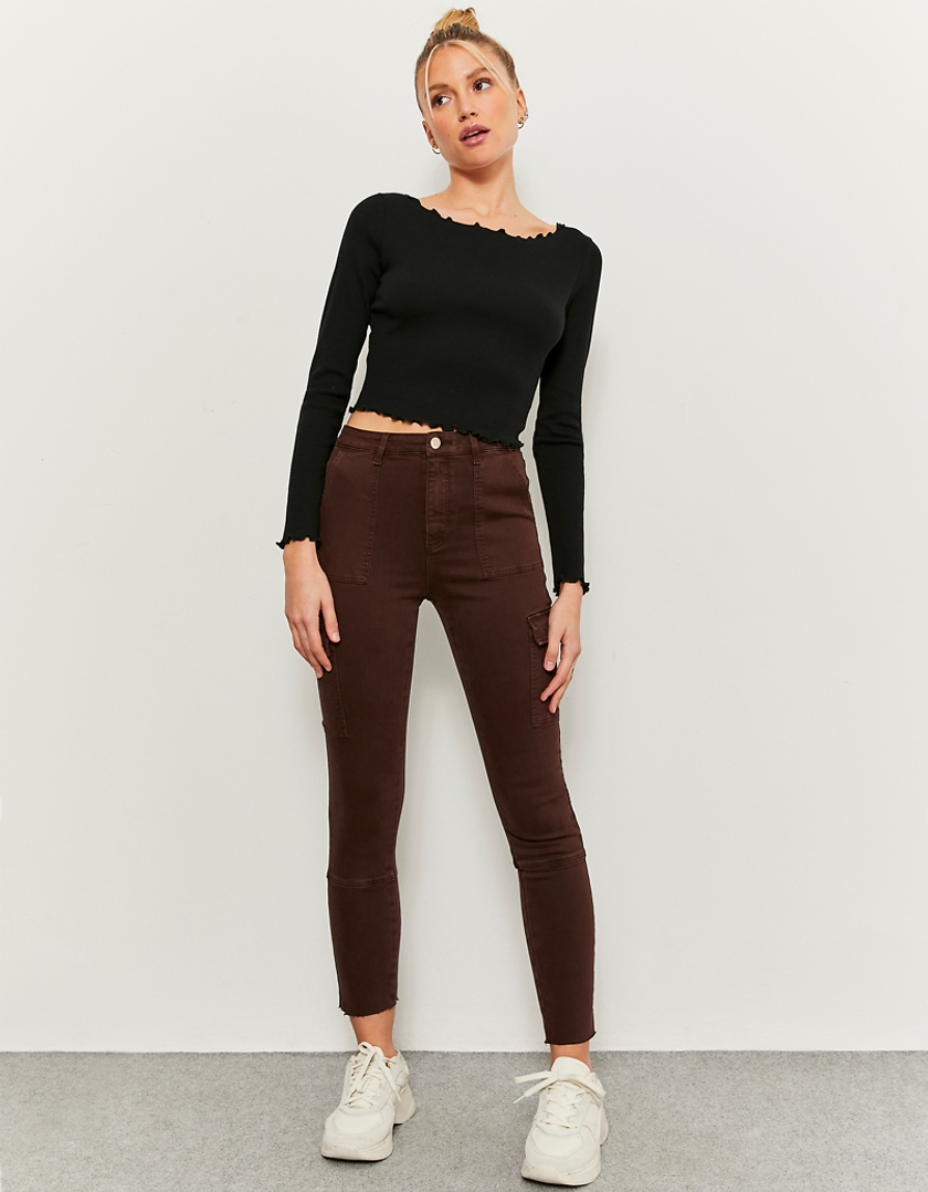 TALLY WEiJL, Brown High Waist Cargo Trousers for Women