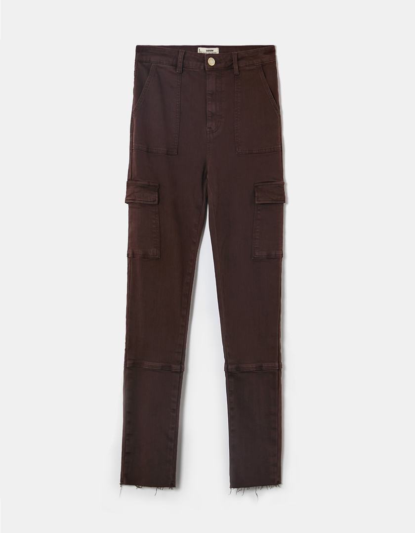 TALLY WEiJL, Brown High Waist Cargo Trousers for Women